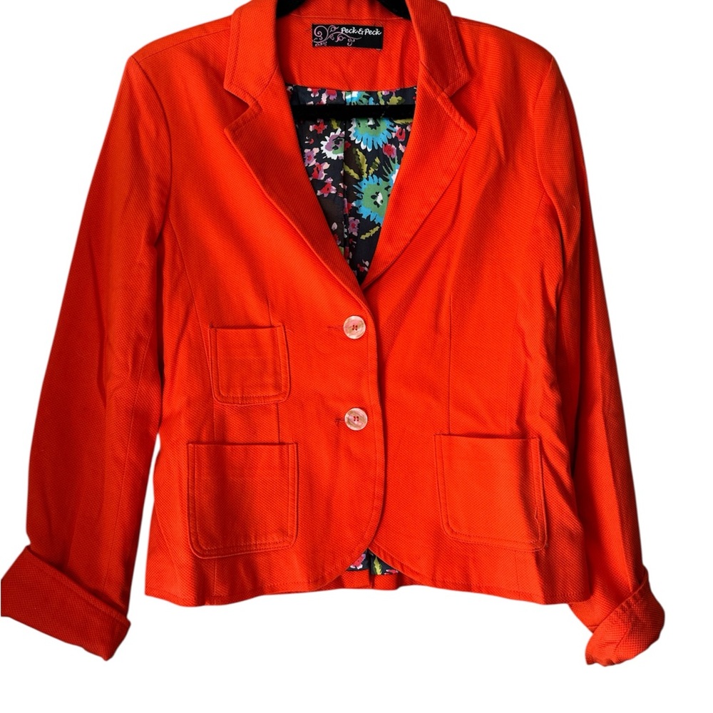 Peck & Peck Bright Orange Women's Two-Button Blazer